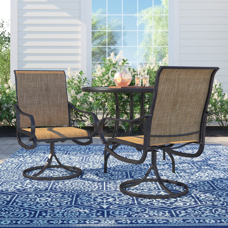 Lark Manor Hesson Swivel Patio Dining Armchair & Reviews Wayfair